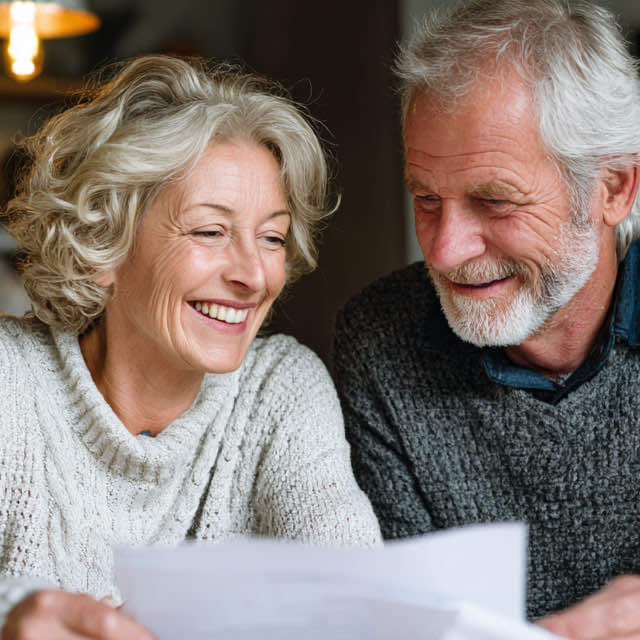 Warm lifestyle image of an older adult smiling with a trusted local insurance agent at a kitchen table, reviewing Medicare papers in Southwest Virginia, Tennessee, or North Carolina.
